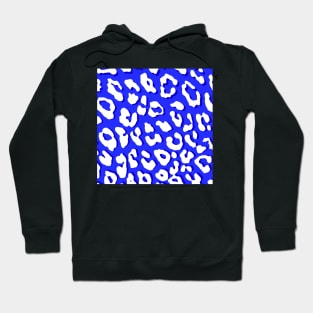 White Leopard Print Dark Blue Hoodie